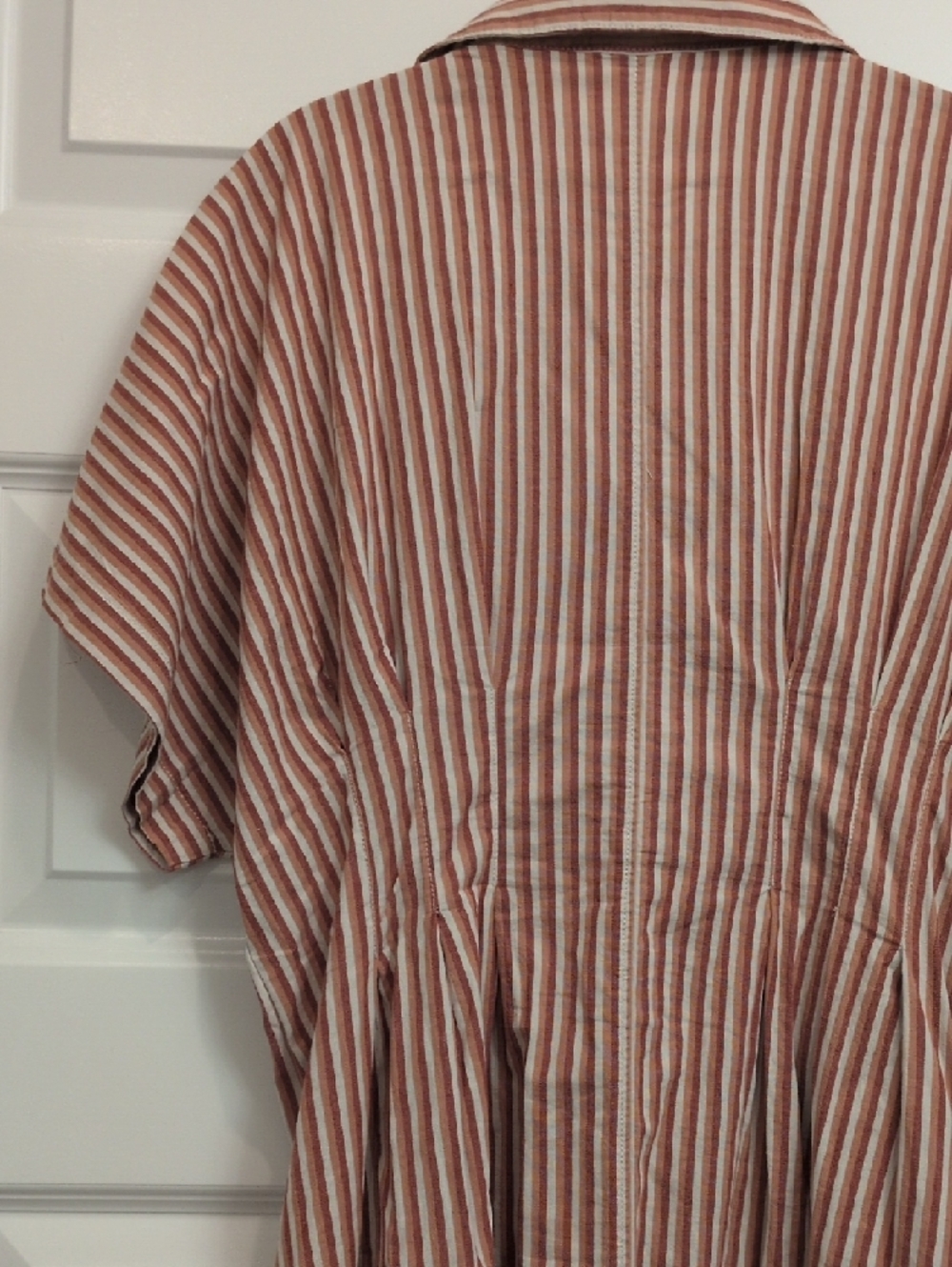 Serra Striped Midi Shirt Dress in Red And White - Picture 8 of 8